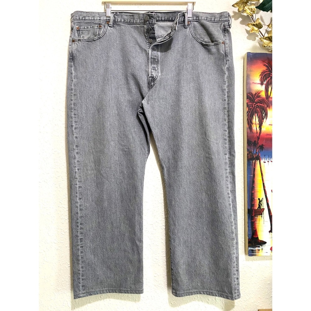 Levis 501 Mens red bat wing Grey Straight Leg Button Fly Jeans 46x27.50in #60